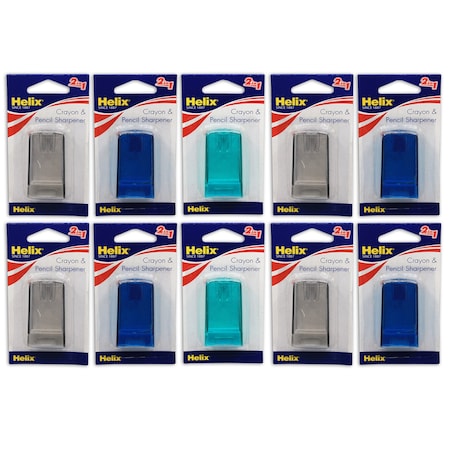 Helix Crayon & Pencil 2-Hole Canister Sharpener, 10PK 37112